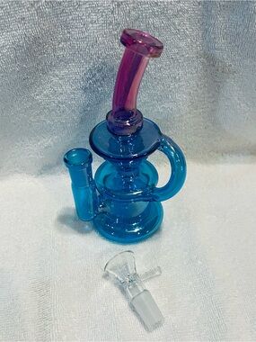 Gorgeous Genie style Pink & Blue Glass Recycler Water piece